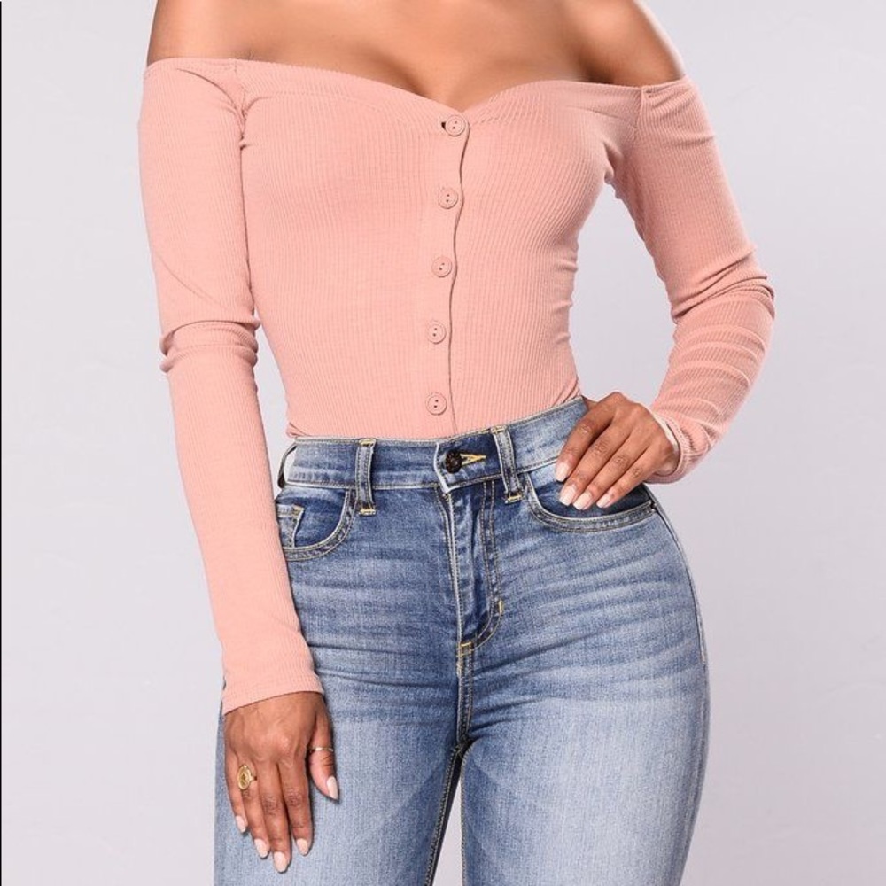 Nude button up body suit